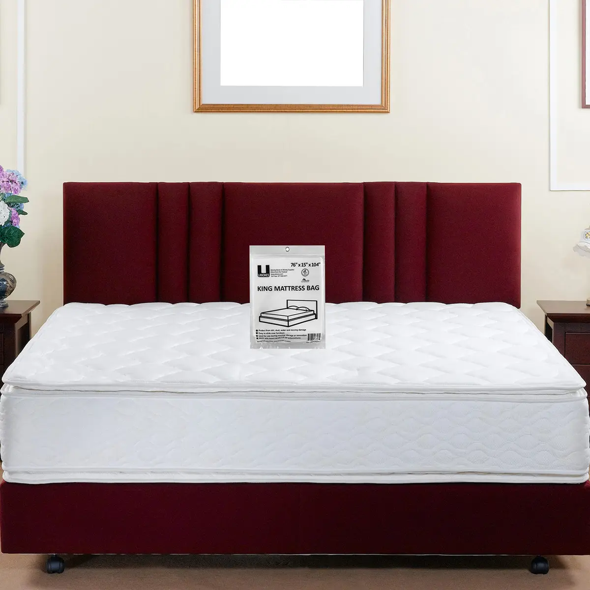 UBOXES King Size Mattress Cover/Bag 76x15x104 in | Clear Plastic Ventilated Mattress Protector - view 6