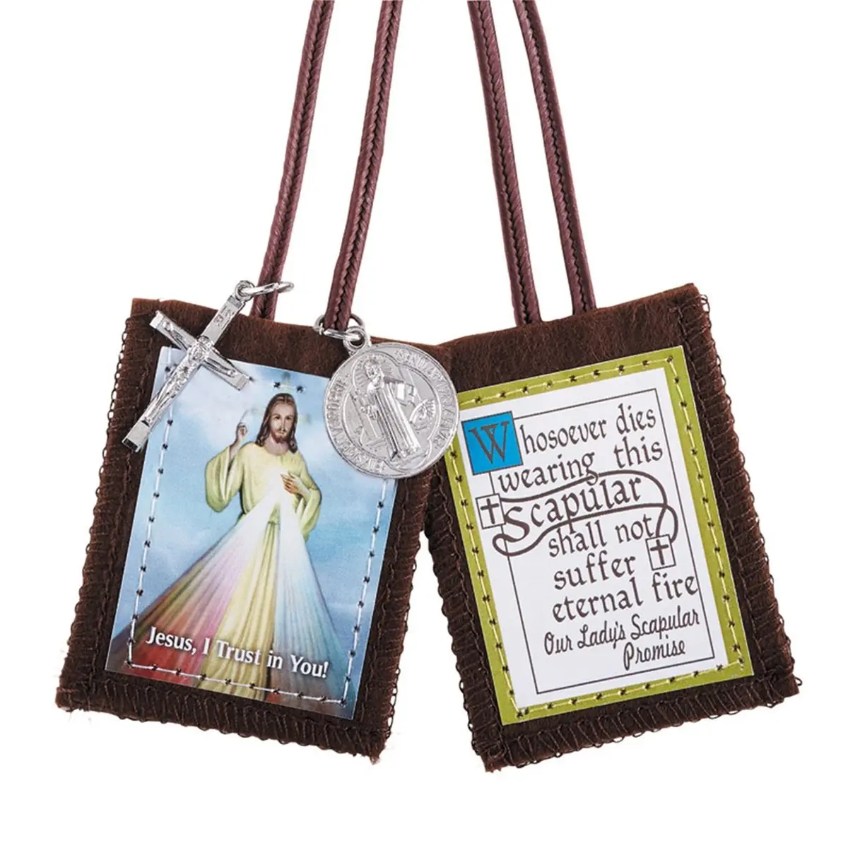 CB Divine Mercy Jesus Christ Scapular W/Medals Our Lady's Promise | Catholic Wall Art 7.62cm (3") x 5.08cm (2") - main product image