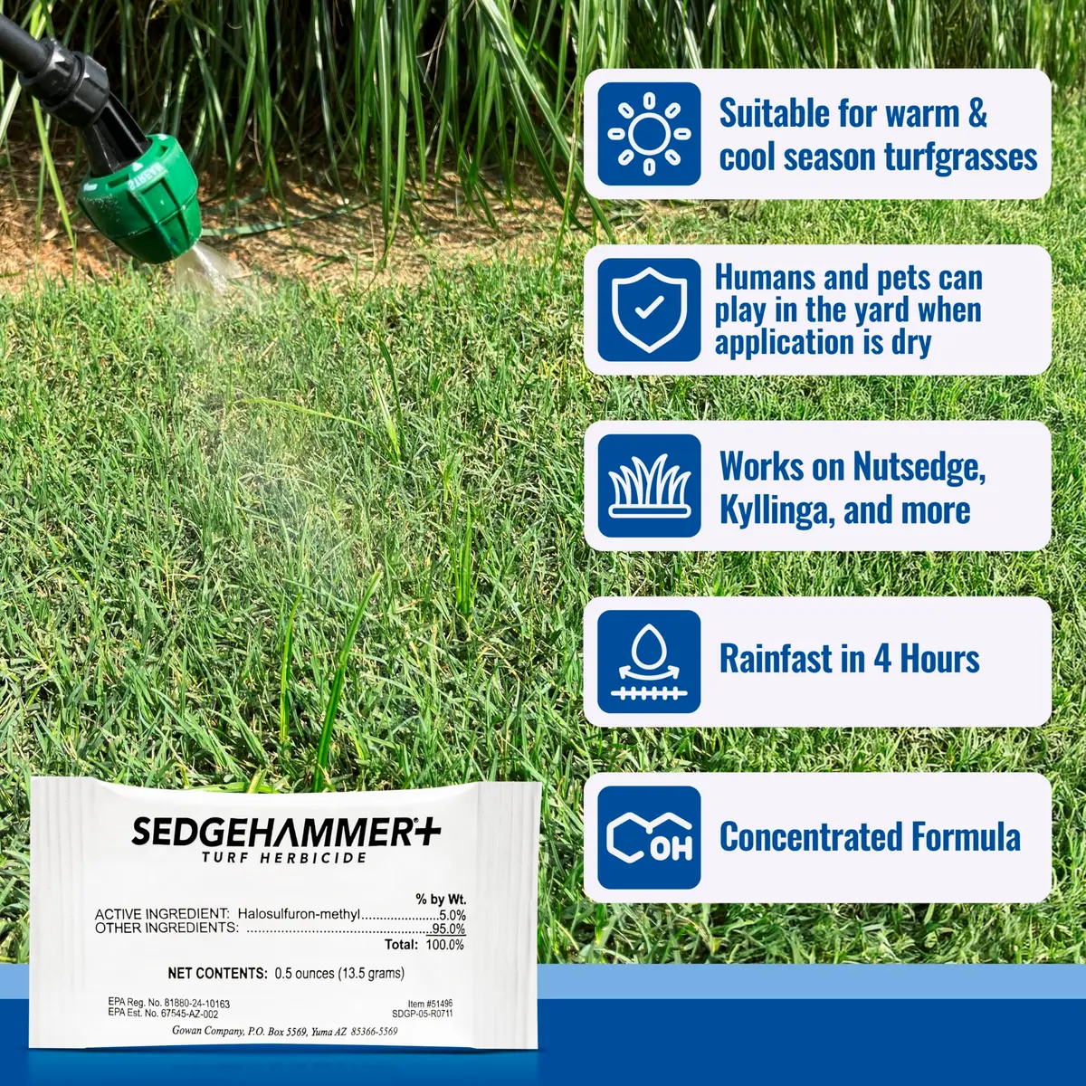 SEDGEHAMMER Sedgehammer Plus Turf Herbicide 13.5g | Nutsedge Killer for Lawns, Selective Weed Control - view 9