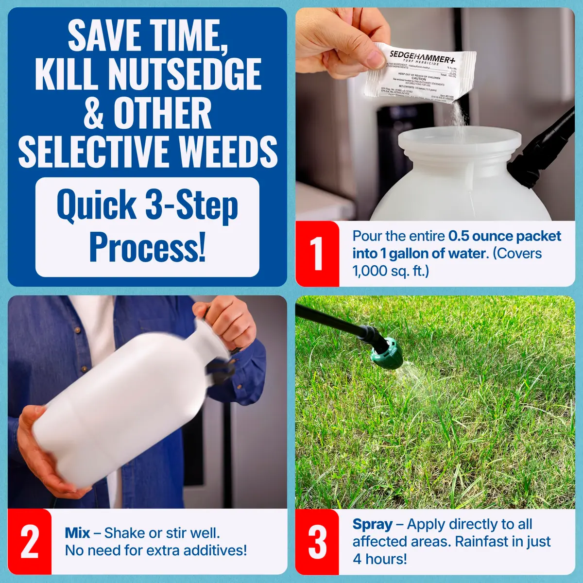 SEDGEHAMMER Sedgehammer Plus Turf Herbicide 13.5g | Nutsedge Killer for Lawns, Selective Weed Control - view 3