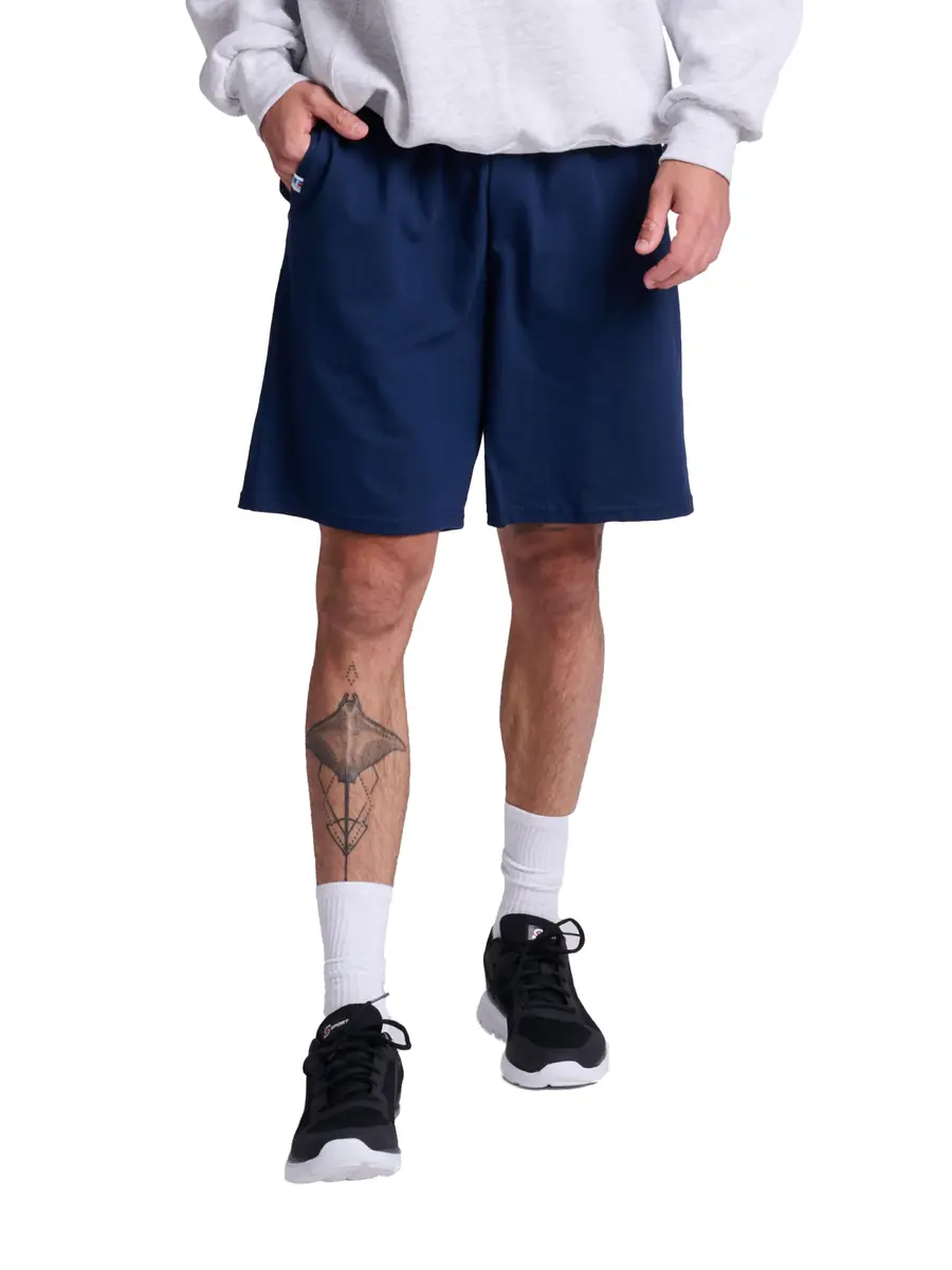 Russell Athletic Men's Cotton Shorts 8" Inseam Relaxed Fit Navy | Classic Athletic Staple - main product image