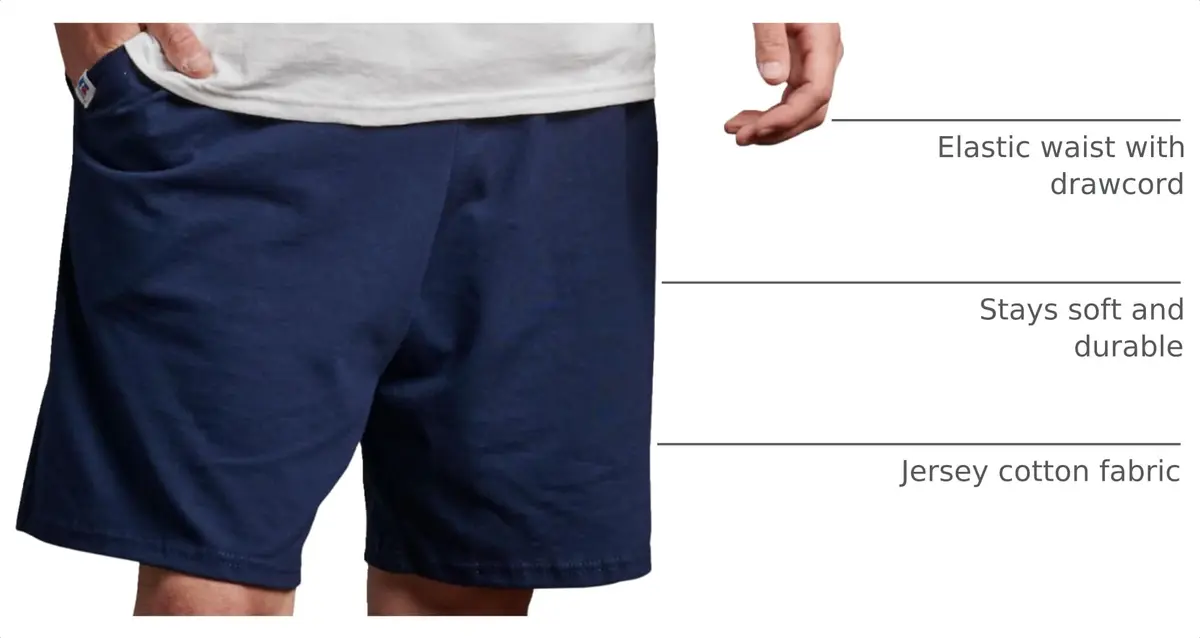 Russell Athletic Men's Cotton Shorts 8" Inseam Relaxed Fit Navy | Classic Athletic Staple - view 4