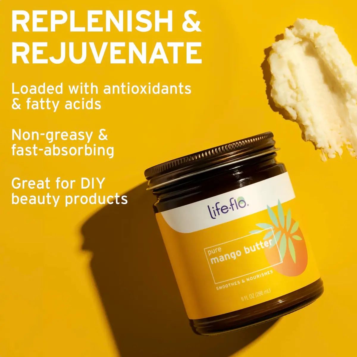 LIFE-FLO Mango Butter 9oz | Nourishing Moisturizer for Dry Skin, Hair & Nails - view 4