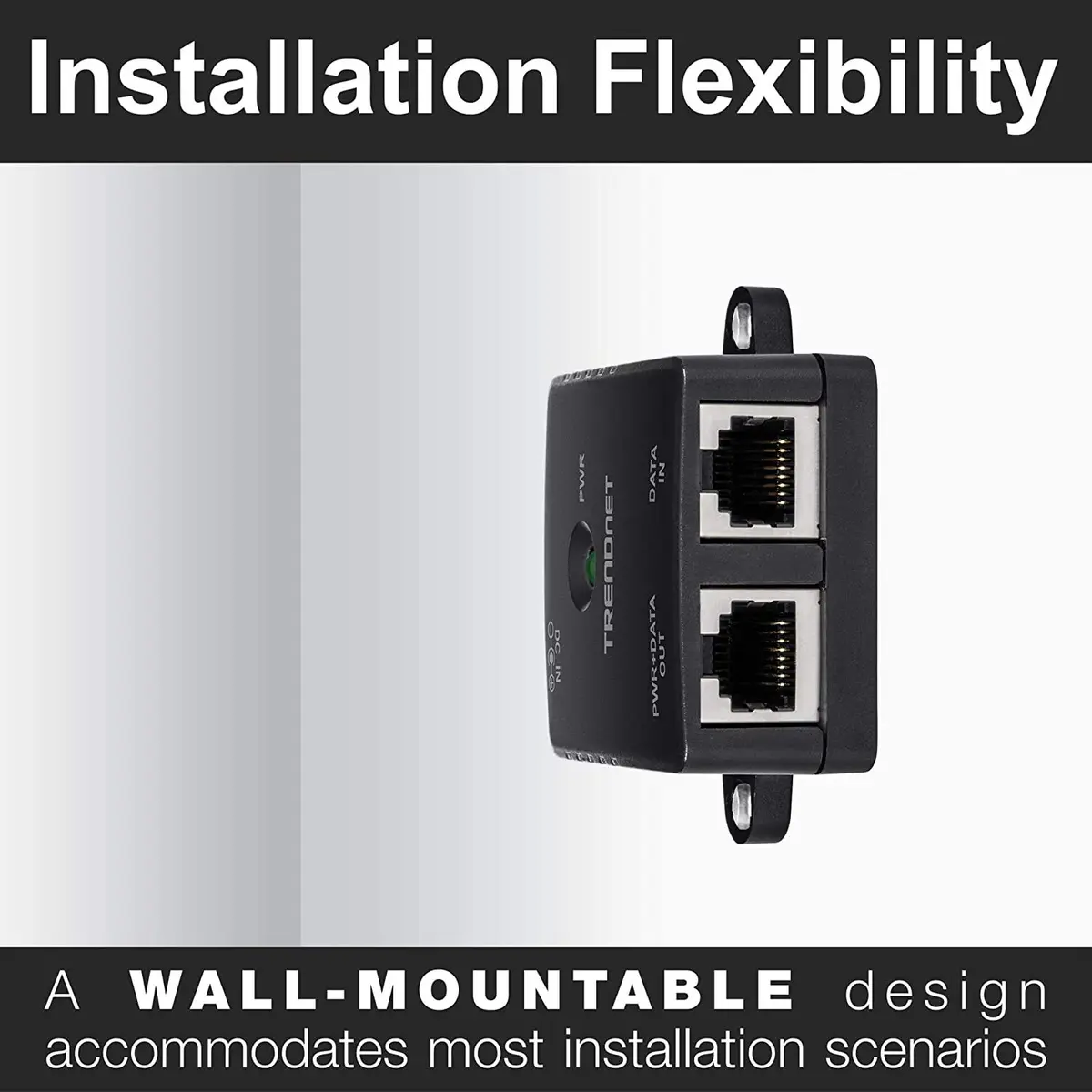 TRENDnet Gigabit Power Over Ethernet Injector, TPE-113GI | 100m PoE, 15.4W Power, Gigabit Ethernet, Wall-Mountable - view 3