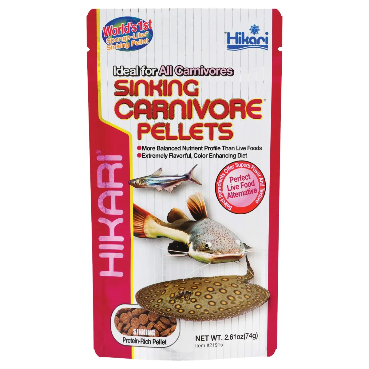 Hikari Sinking Carnivore Pellets for Pets, 74g (2.61 oz) | Balanced Diet for Large Carnivorous Fish - main product image