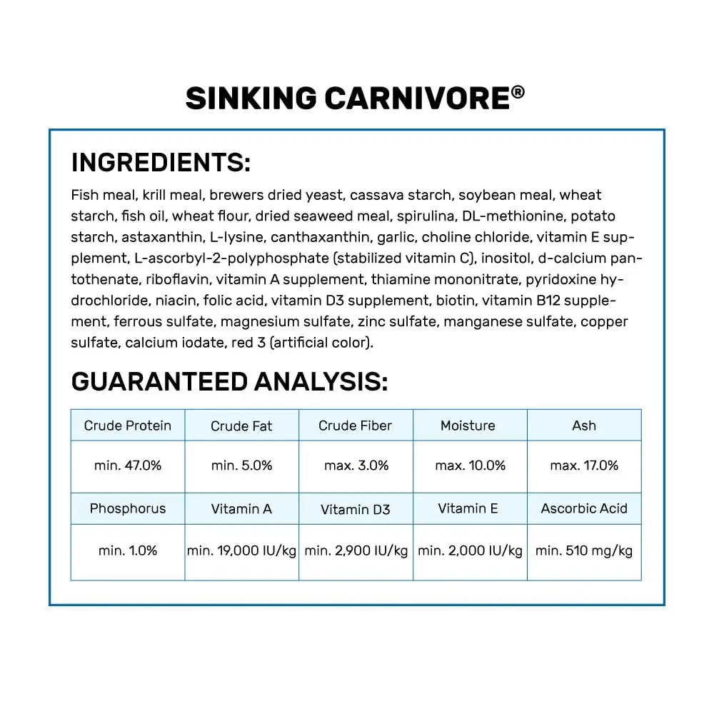 Hikari Sinking Carnivore Pellets for Pets, 74g (2.61 oz) | Balanced Diet for Large Carnivorous Fish - view 4