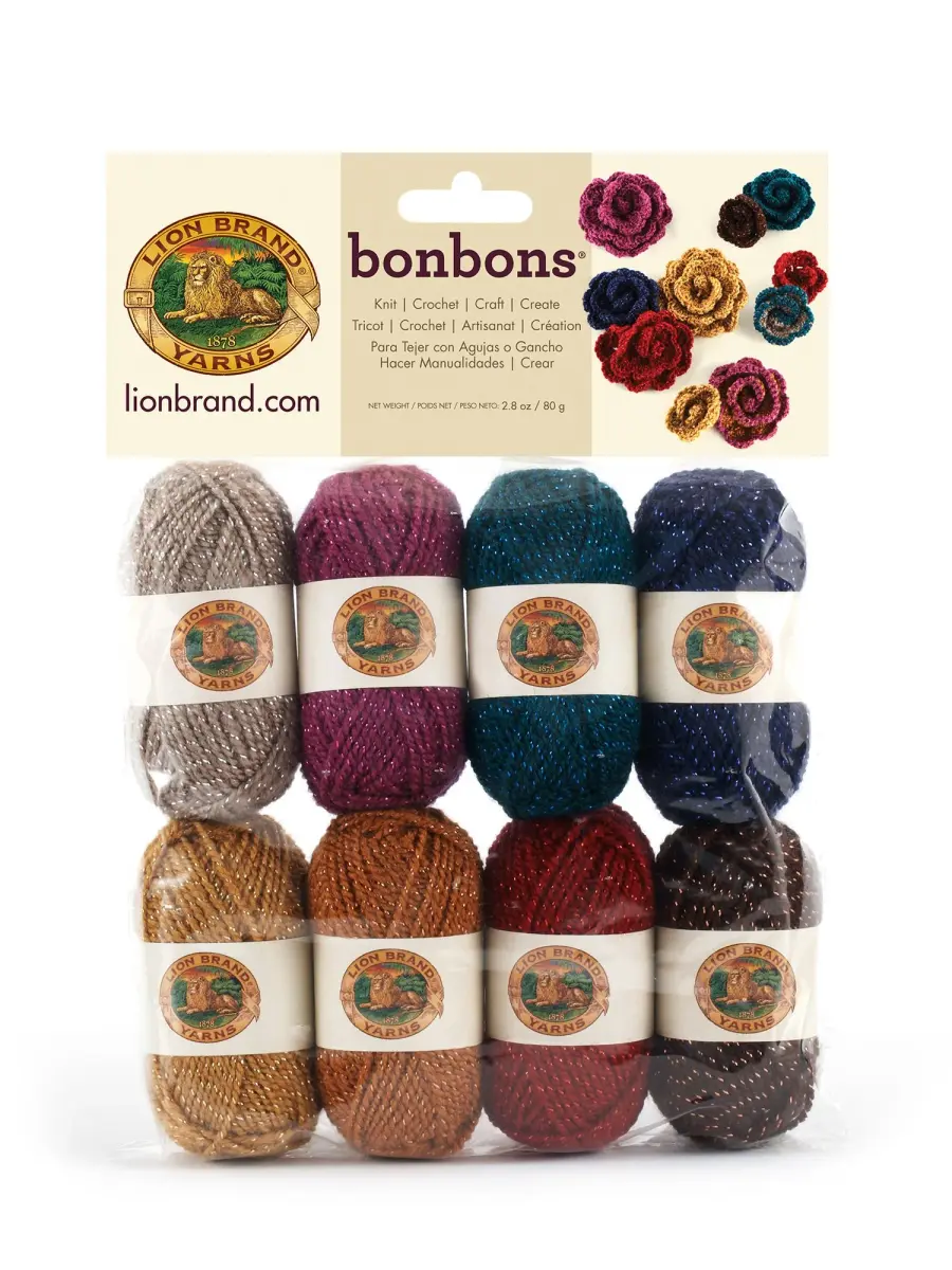 Lion Brand Yarn BonBons Yarn Pack Party | 8 Mini Skeins, 26m (28yd) Each | Assorted Colors for Amigurumi & Crafts - main product image