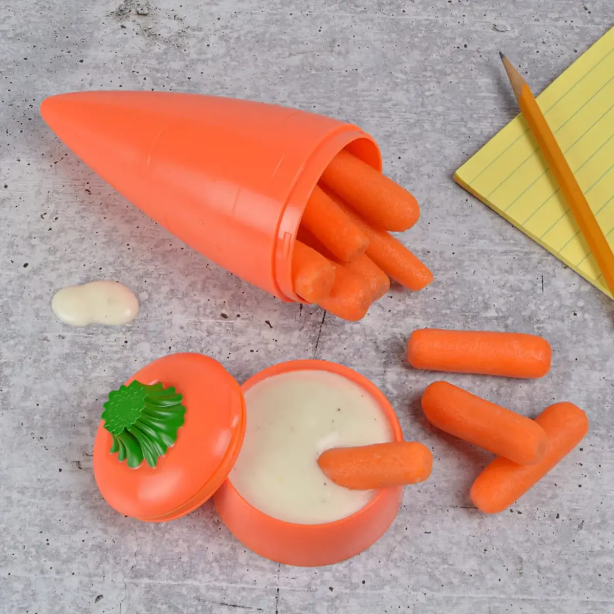 Hutzler Snack Attack Carrot and Dip to-Go Container | Portable 2-Compartment Snack Holder - view 3