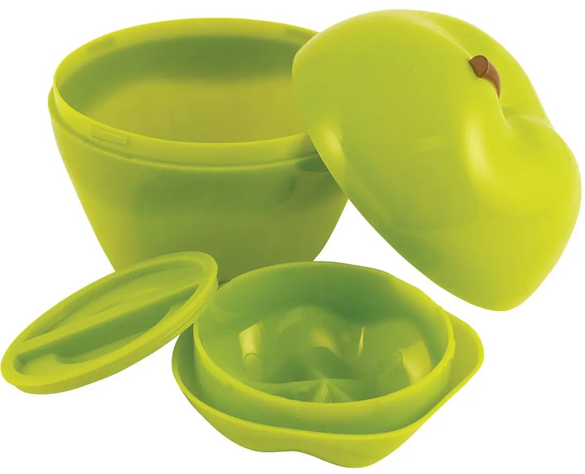 Hutzler Apple & Dip To-Go Container Set, Green | Stackable & Leak-Resistant for On-the-Go Snacking - main product image