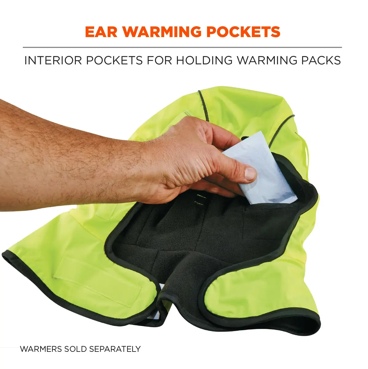 Ergodyne Unisex 2-Layer Thermal Hard Hat Liner Lime | Water-Resistant, Fleece-Lined Winter Safety Accessory - view 5