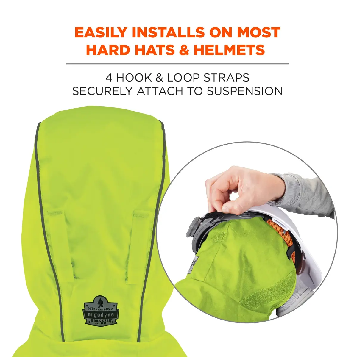 Ergodyne Unisex 2-Layer Thermal Hard Hat Liner Lime | Water-Resistant, Fleece-Lined Winter Safety Accessory - view 6