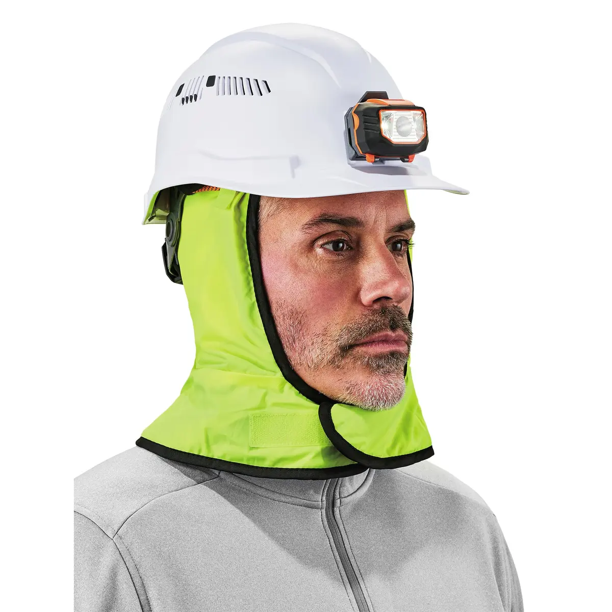 Ergodyne Unisex 2-Layer Thermal Hard Hat Liner Lime | Water-Resistant, Fleece-Lined Winter Safety Accessory - view 7