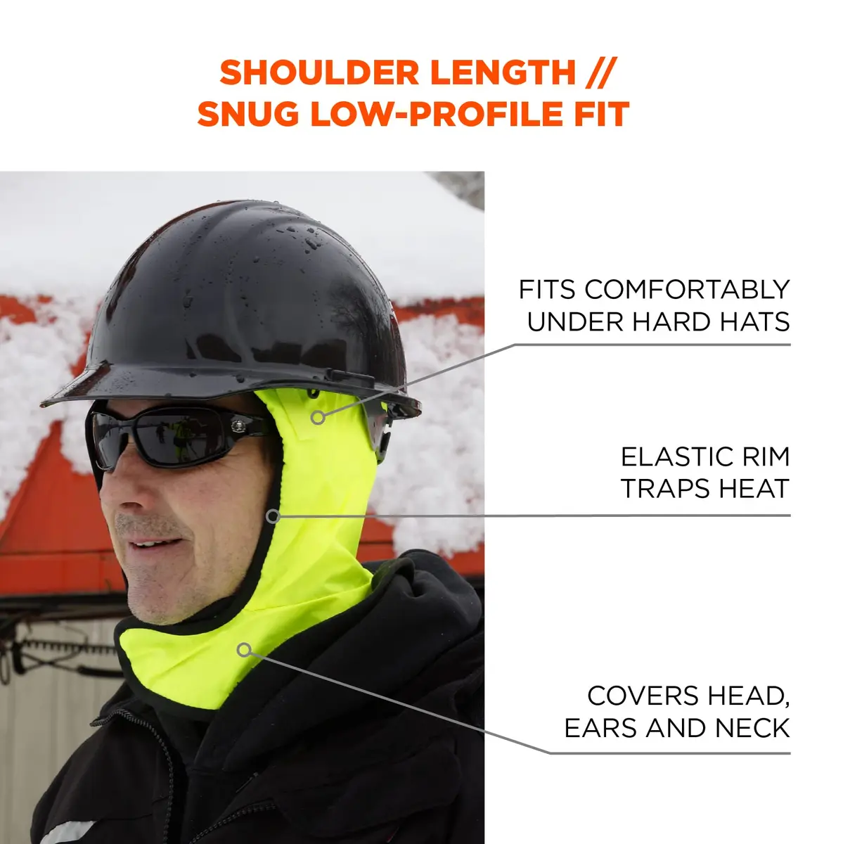 Ergodyne Unisex 2-Layer Thermal Hard Hat Liner Lime | Water-Resistant, Fleece-Lined Winter Safety Accessory - view 4