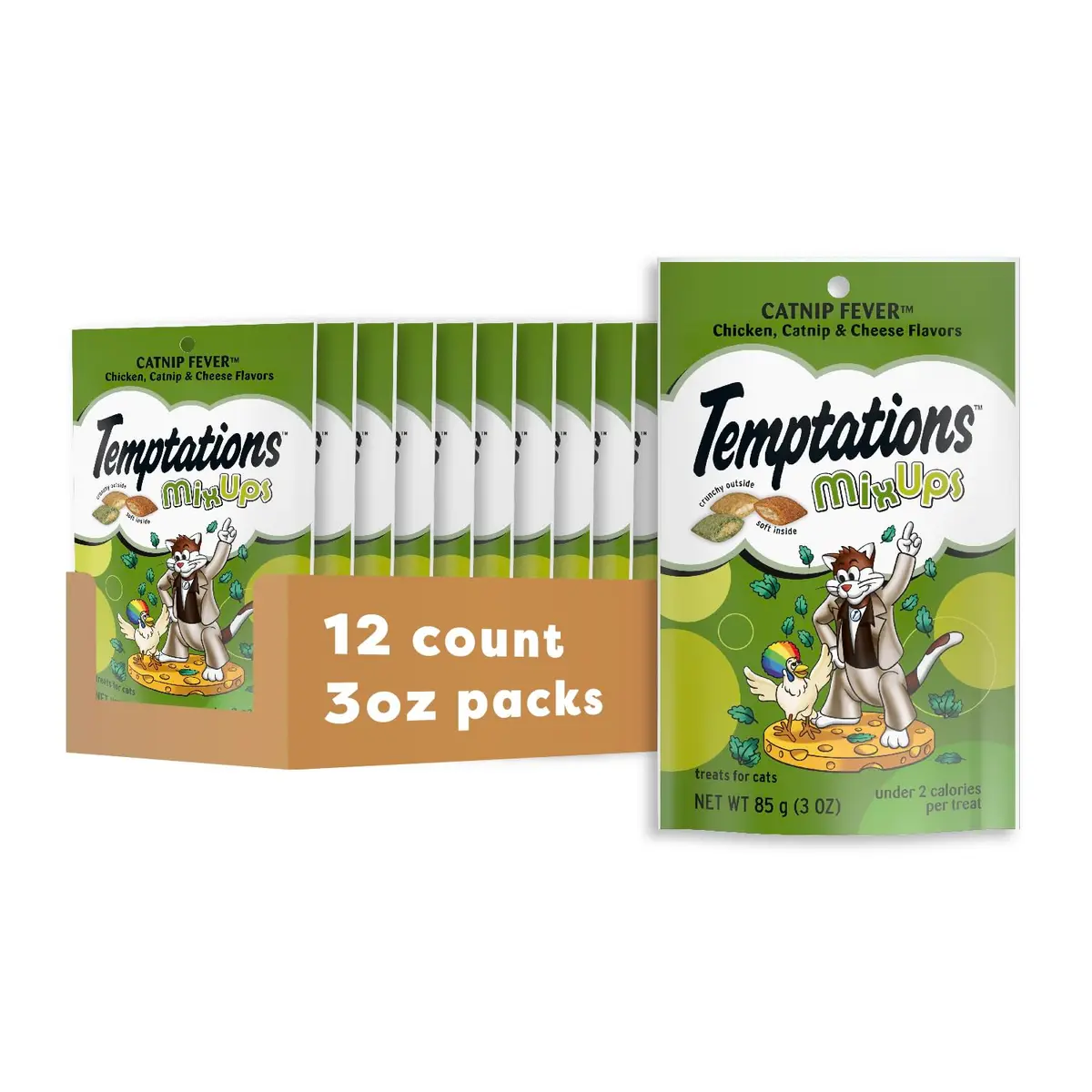 Temptations MixUps Catnip Fever Cat Treats 3 oz (85g) Pouch | 12-Pack for Adult Cats - main product image