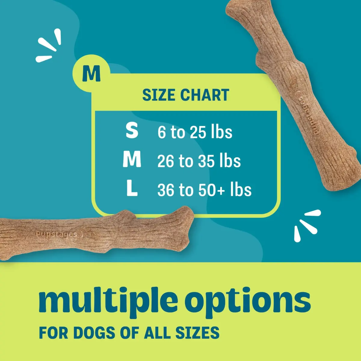Pupstages Dogwood Stick Dog Chew Toy Medium 7.4" | Real-Wood Blend for Moderate Chewers - view 3
