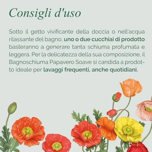 L'Erbolario Shower Gel – Antioxidant & Moisturizing Body Wash – Sensitive Skin – Floral Amber – Sweet Poppy – 8.4 oz - view 3