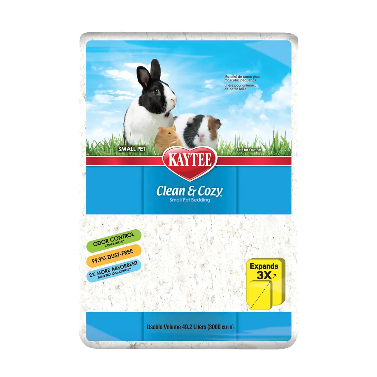 Kaytee Clean & Cozy Paper Bedding for Small Animals, White, 49.2 Liters | Odor Control & Absorbency - main product image