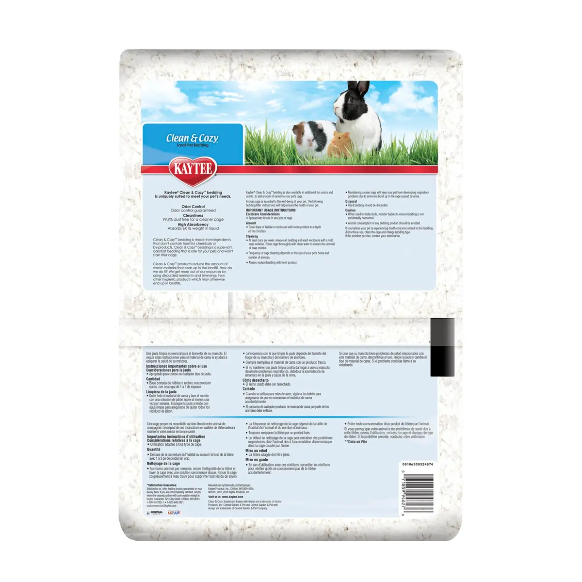 Kaytee Clean & Cozy Paper Bedding for Small Animals, White, 49.2 Liters | Odor Control & Absorbency - view 9