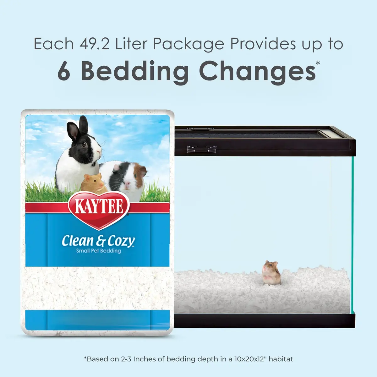Kaytee Clean & Cozy Paper Bedding for Small Animals, White, 49.2 Liters | Odor Control & Absorbency - view 2