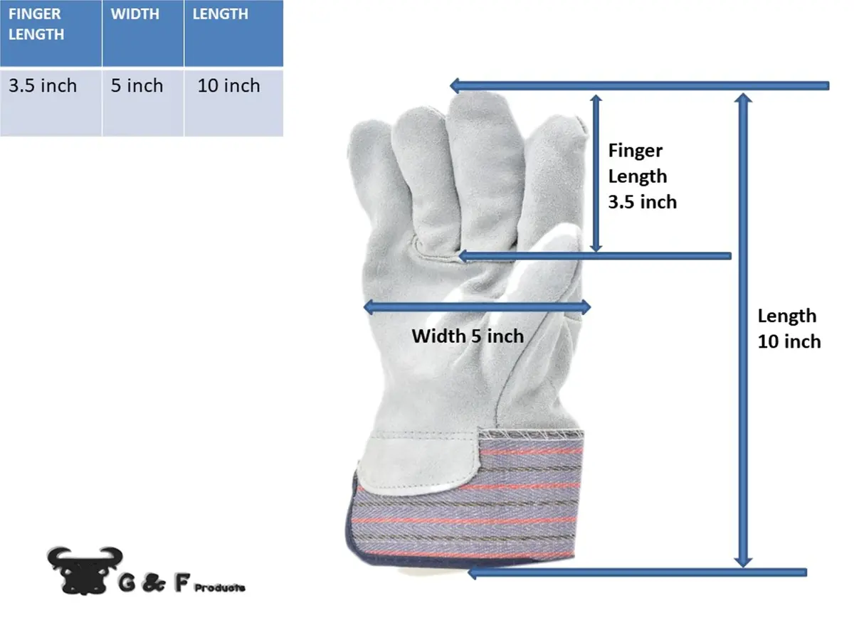 G & F Products Leather Palm Work Gloves 60-Pair | Heavy-Duty & Durable, Safety Cuff, Grey - view 5