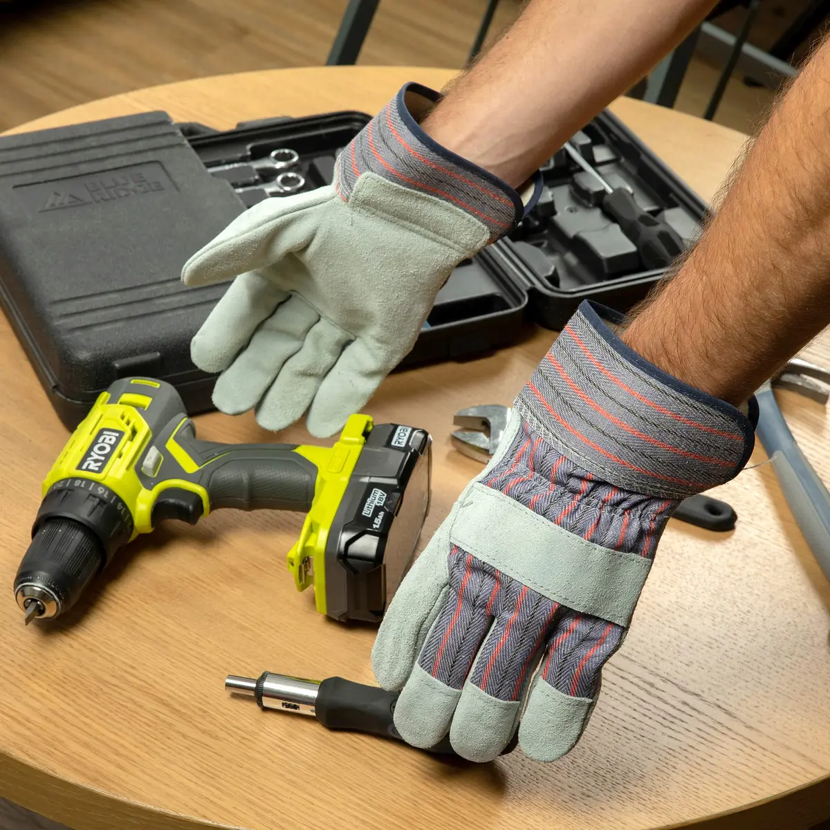 G & F Products Leather Palm Work Gloves 60-Pair | Heavy-Duty & Durable, Safety Cuff, Grey - view 8