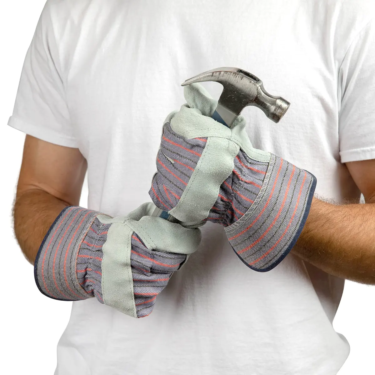 G & F Products Leather Palm Work Gloves 60-Pair | Heavy-Duty & Durable, Safety Cuff, Grey - view 3