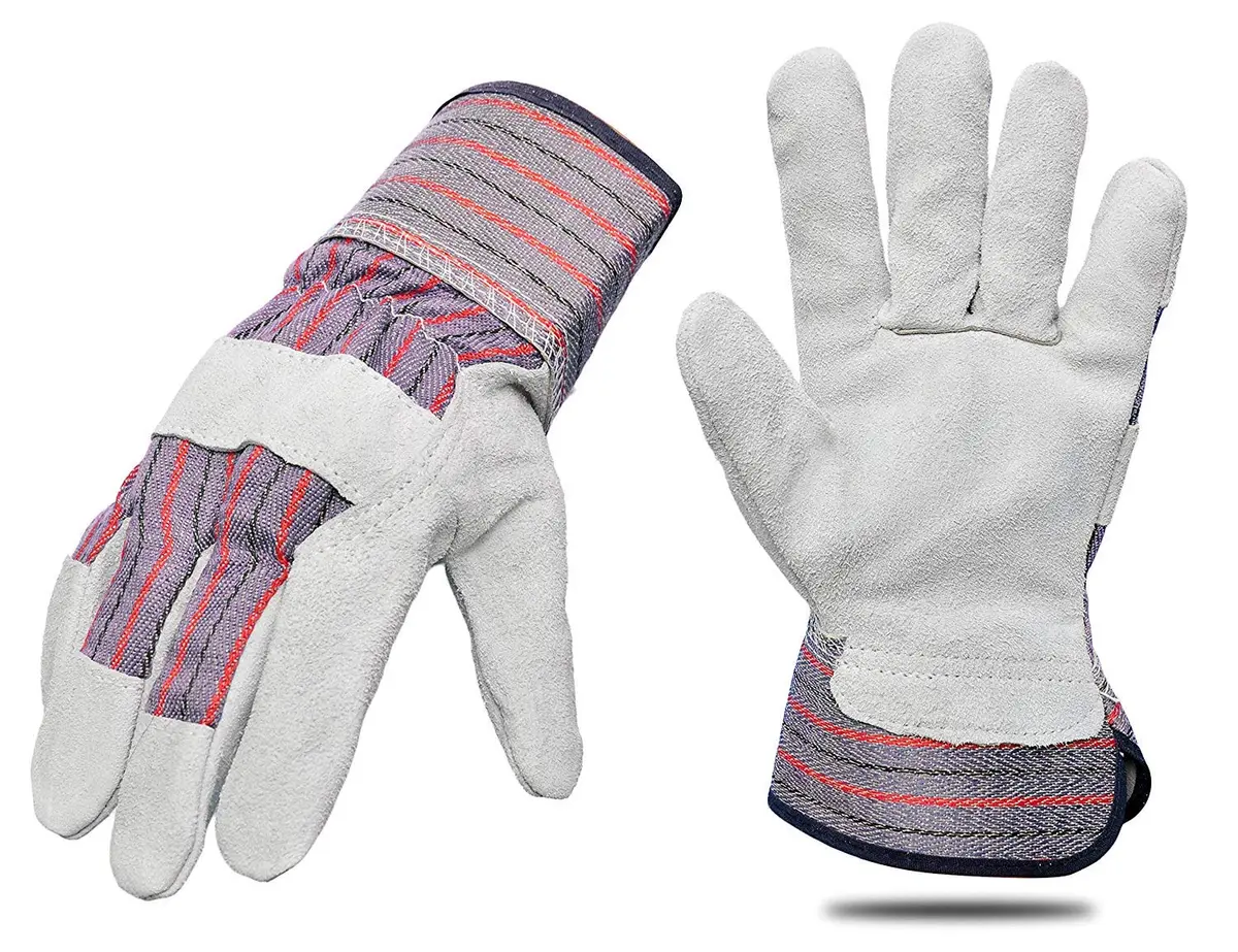 G & F Products Leather Palm Work Gloves 60-Pair | Heavy-Duty & Durable, Safety Cuff, Grey - view 4