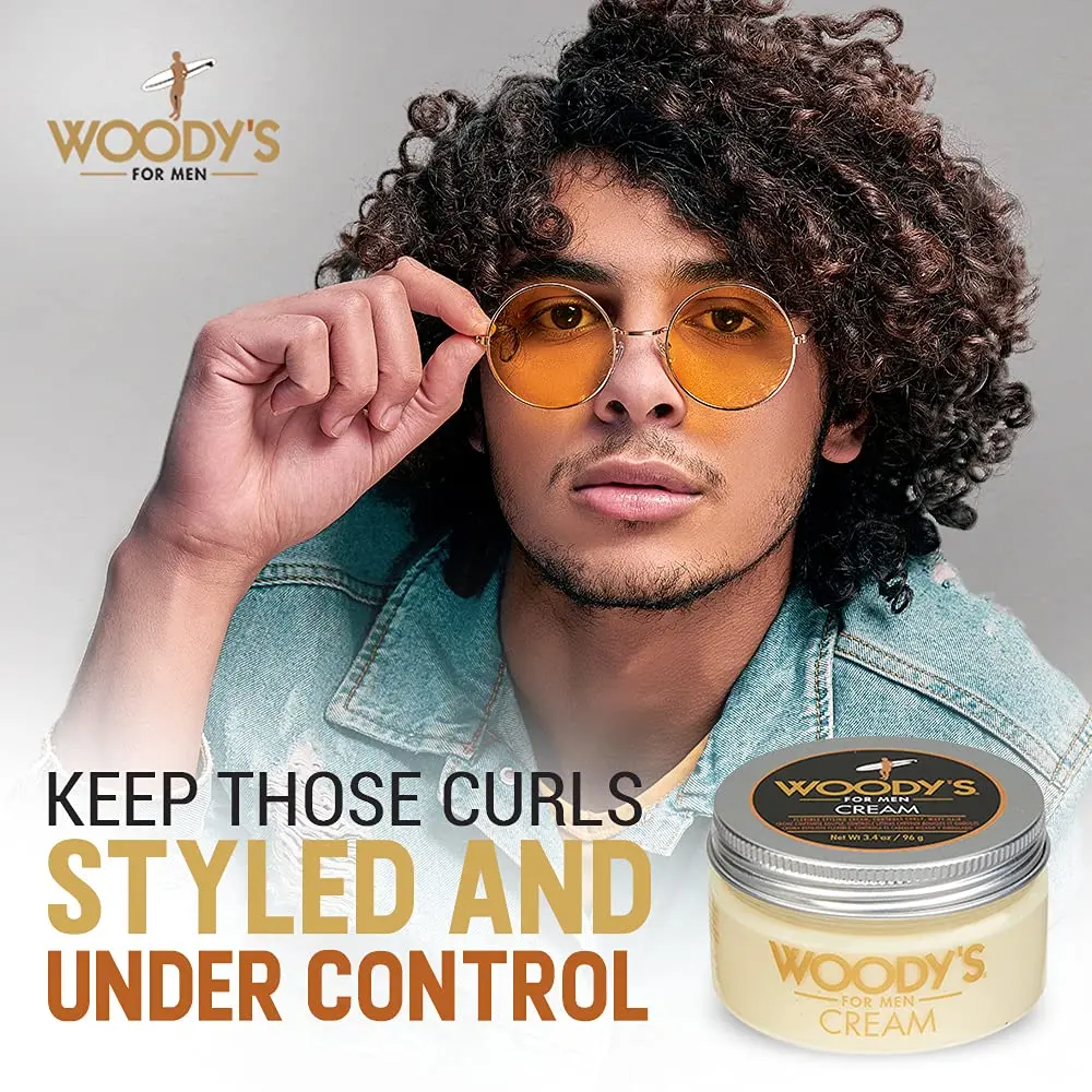 Woody's Styling Cream for Men, Flexible Hold, Controls Curly & Wavy Hair, 96g (3.4 oz) | Healthy Shine Finish - view 3