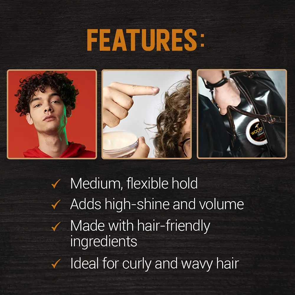 Woody's Styling Cream for Men, Flexible Hold, Controls Curly & Wavy Hair, 96g (3.4 oz) | Healthy Shine Finish - view 4