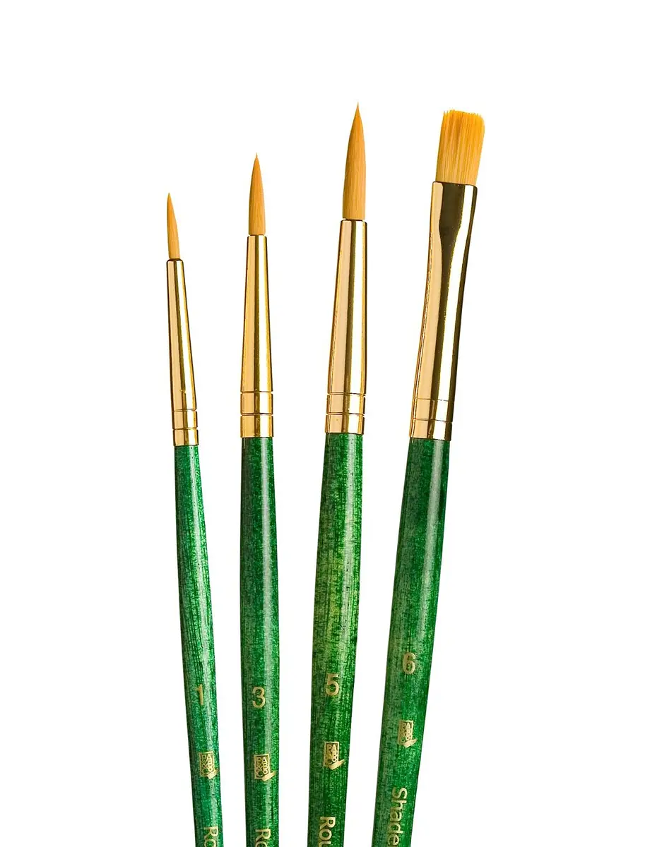 Princeton Art & Brush Gold Taklon Real Value Brush Set, 4/Pkg | Synthetic Paintbrushes for Artists in India - main product image