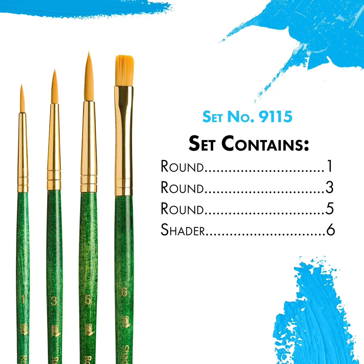 Princeton Art & Brush Gold Taklon Real Value Brush Set, 4/Pkg | Synthetic Paintbrushes for Artists in India - view 3
