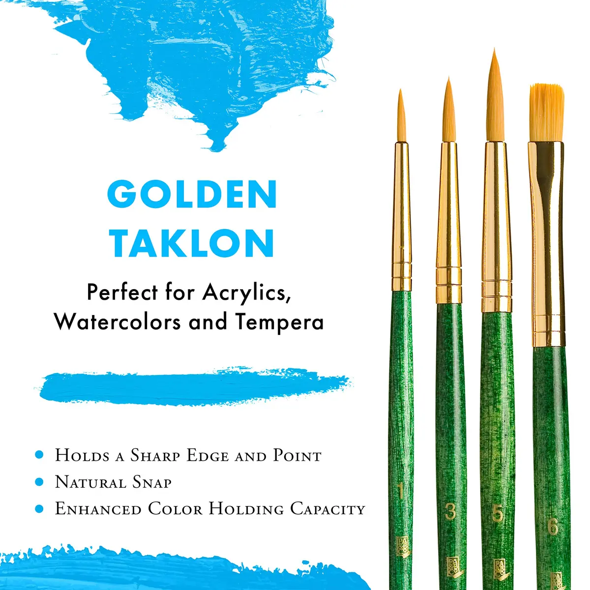 Princeton Art & Brush Gold Taklon Real Value Brush Set, 4/Pkg | Synthetic Paintbrushes for Artists in India - view 4