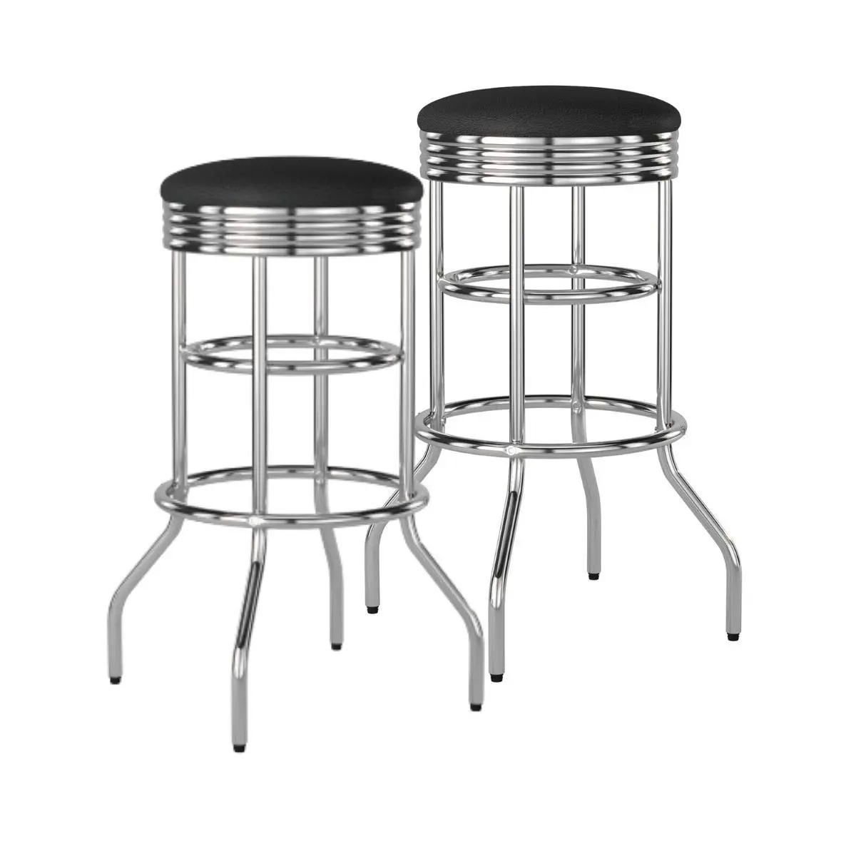 TRINITY Heavy Duty 30 Inch Backless Swivel Bar Stool, Black Seat | 300 lb Capacity, Fully Assembled - main product image