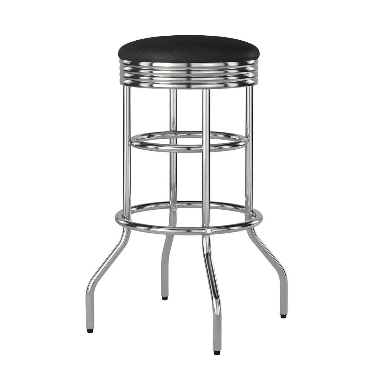TRINITY Heavy Duty 30 Inch Backless Swivel Bar Stool, Black Seat | 300 lb Capacity, Fully Assembled - view 9
