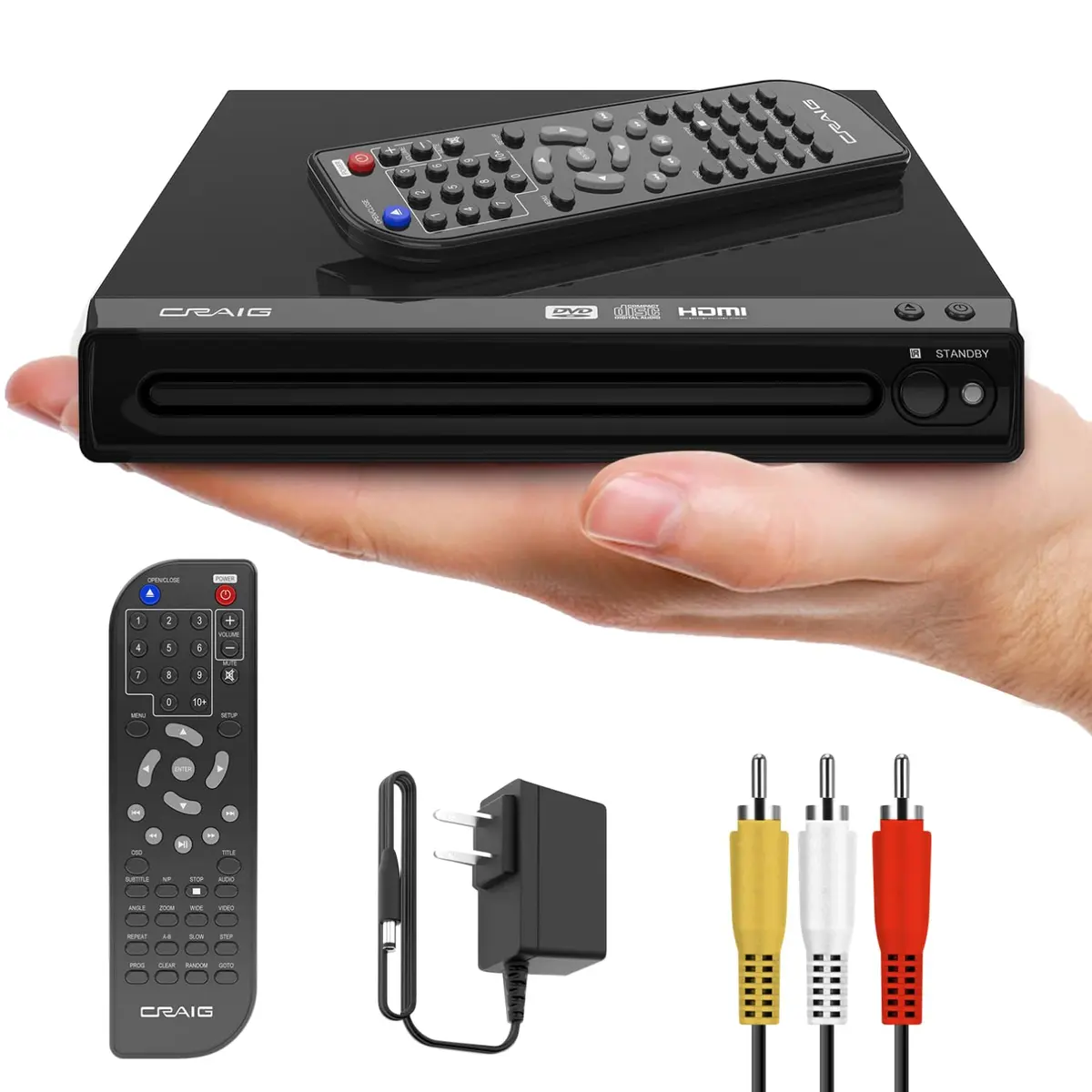 Craig CVD401A Compact HDMI DVD Player with Remote, Black | Upscales to 1080p - main product image