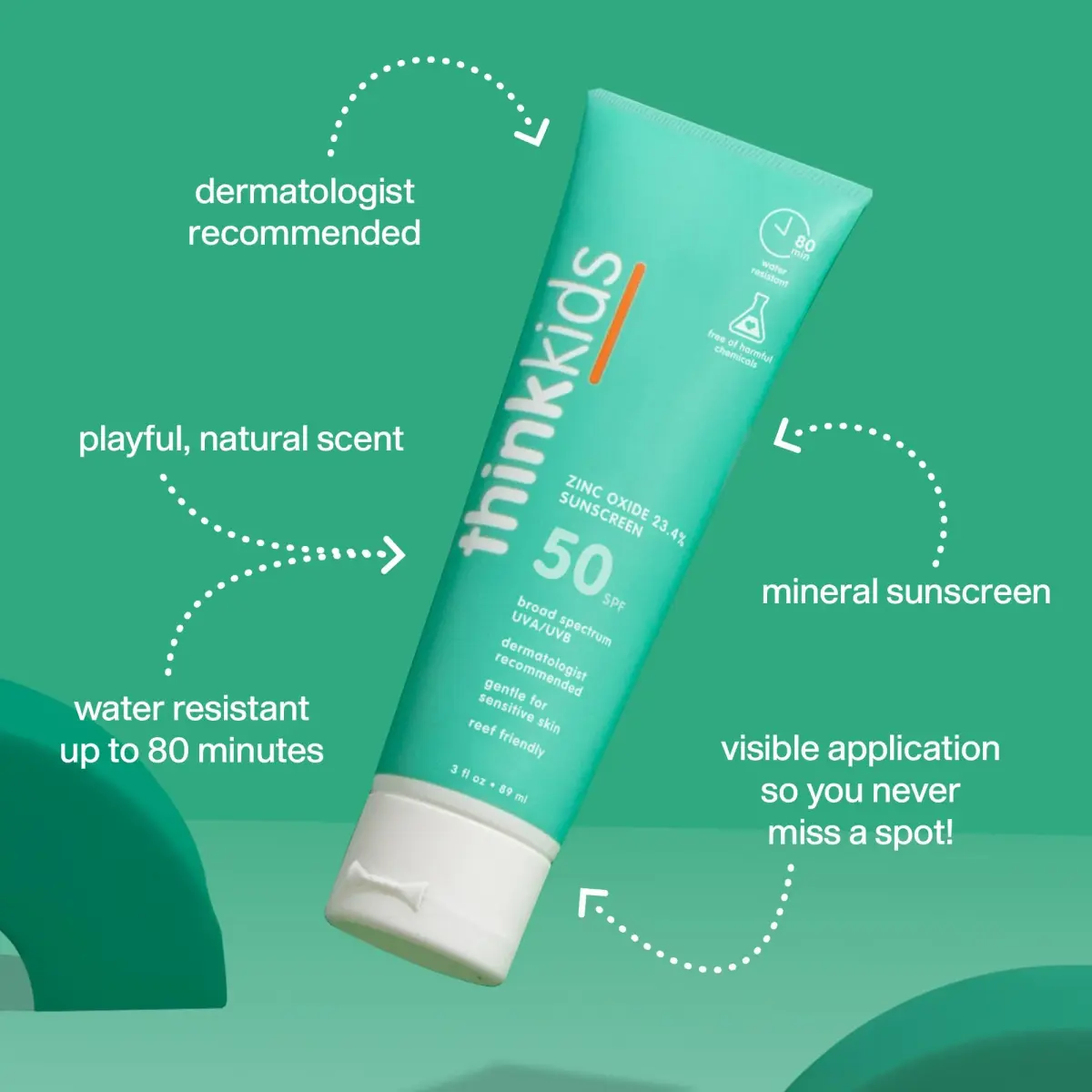 ThinkKids Mineral Sunscreen SPF 50+ 370ml (12 Fl Oz) | Reef Safe, Water Resistant - view 3