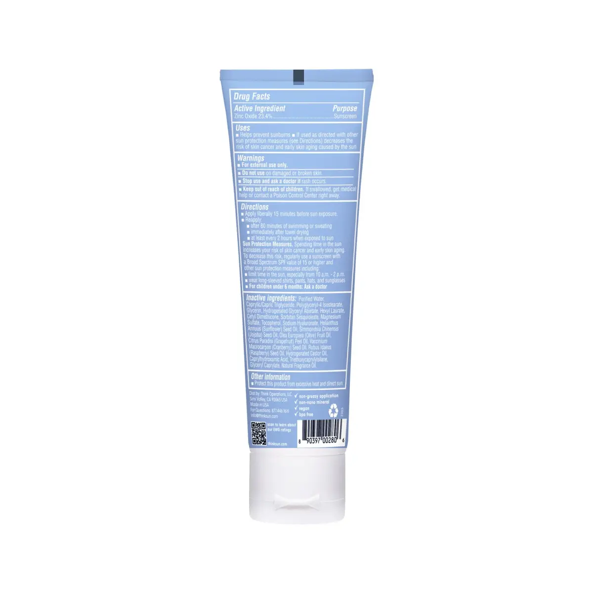 Thinksport Mineral Sunscreen SPF 50+ Zinc Oxide, Water Resistant, 3 Fl Oz | Reef-Safe, Natural Protection for Sensitive Skin - view 4