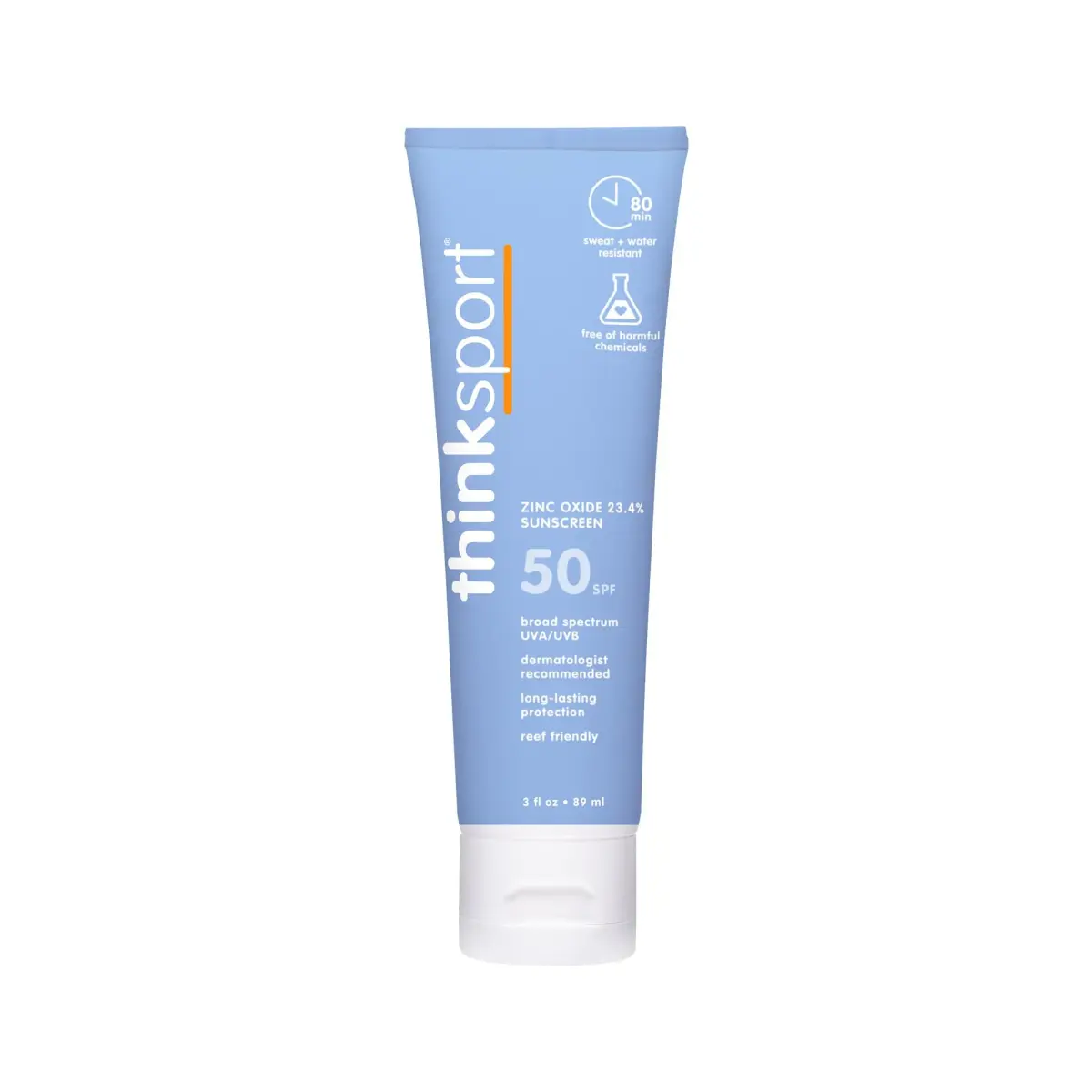 Thinksport Mineral Sunscreen SPF 50+ Zinc Oxide, Water Resistant, 3 Fl Oz | Reef-Safe, Natural Protection for Sensitive Skin - main product image