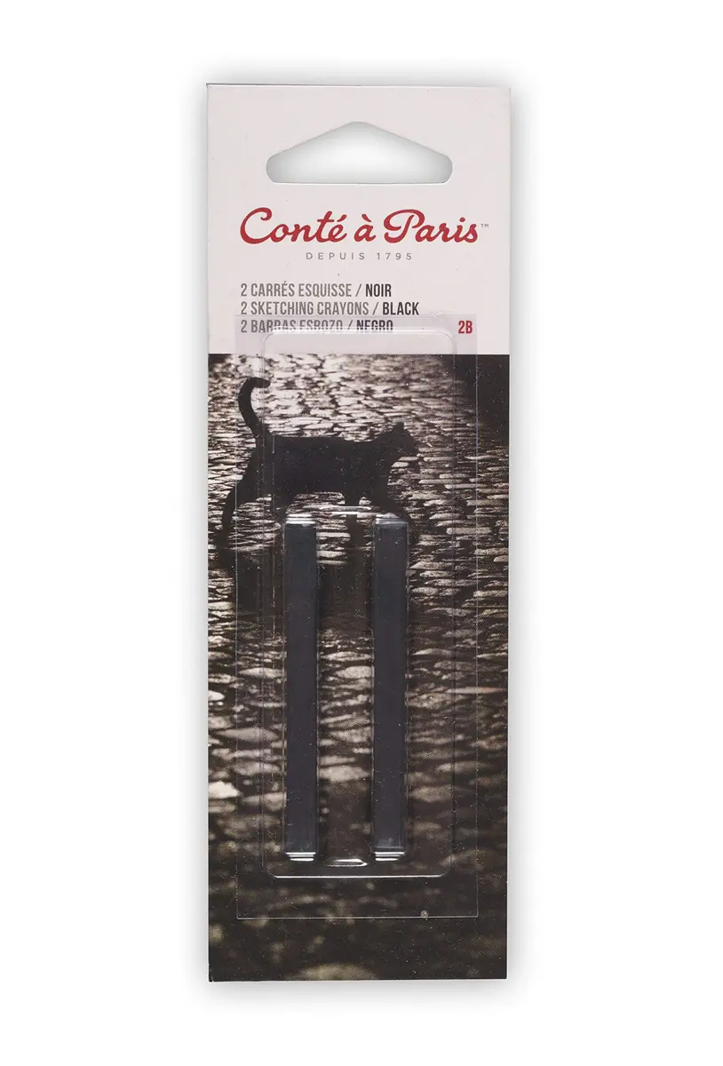 Conté à Paris Sketching Crayons 2 Pack Black 2B | Soft Natural Pigments for Art - main product image