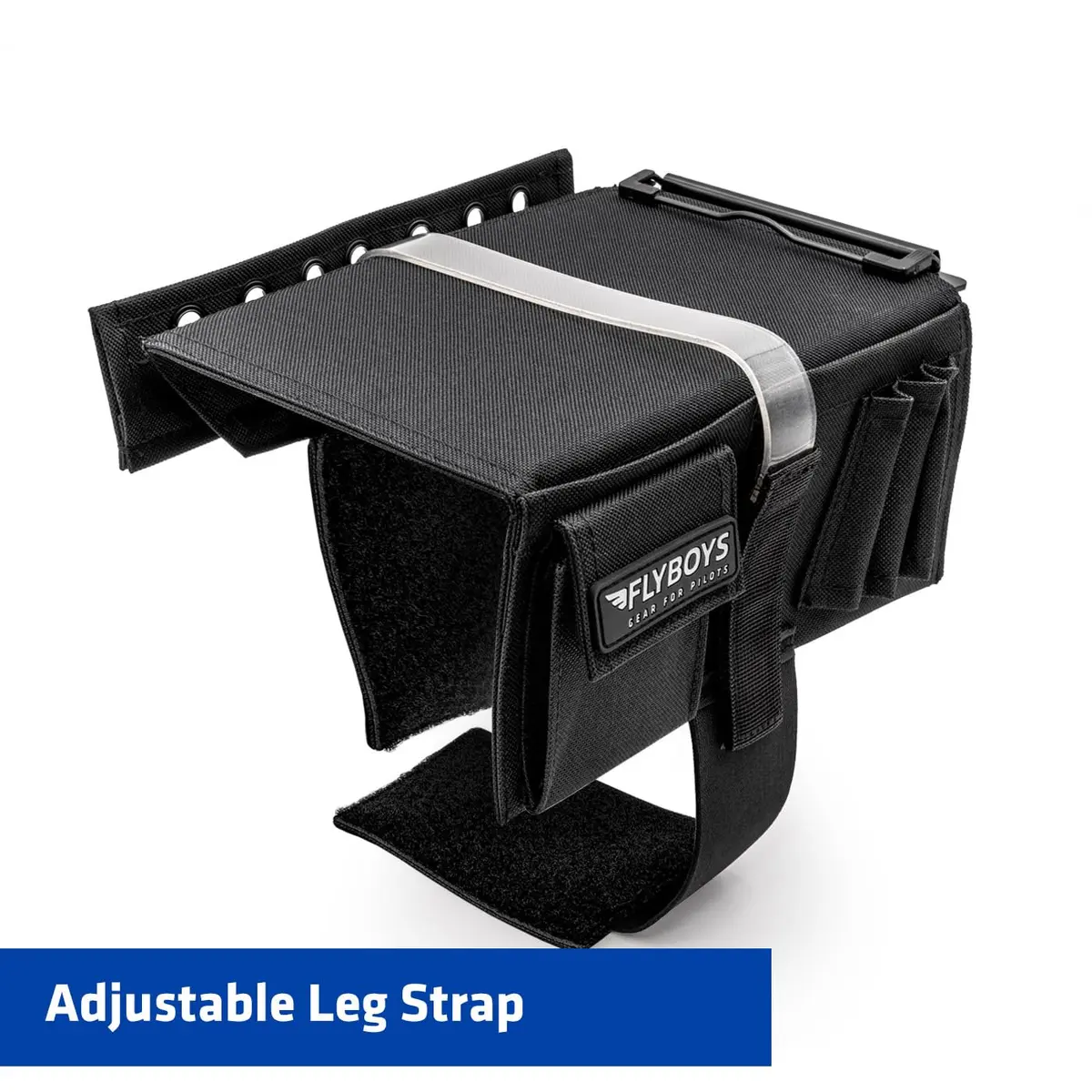 FlyBoys Classic Kneeboard for Pilots – Leg Strap, Flexible Clipboard, Eyelet Strip – Black - view 2