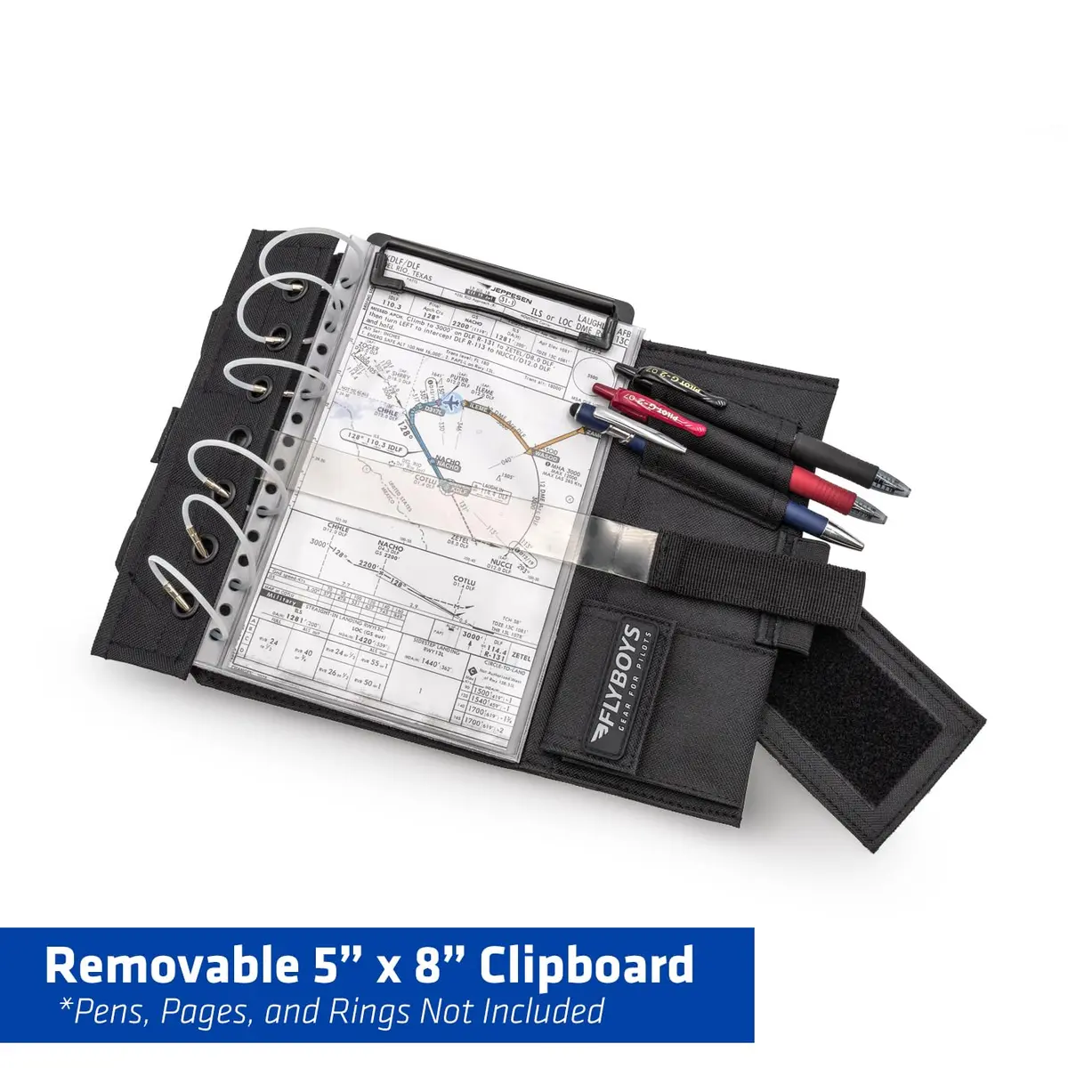 FlyBoys Classic Kneeboard for Pilots – Leg Strap, Flexible Clipboard, Eyelet Strip – Black - view 3