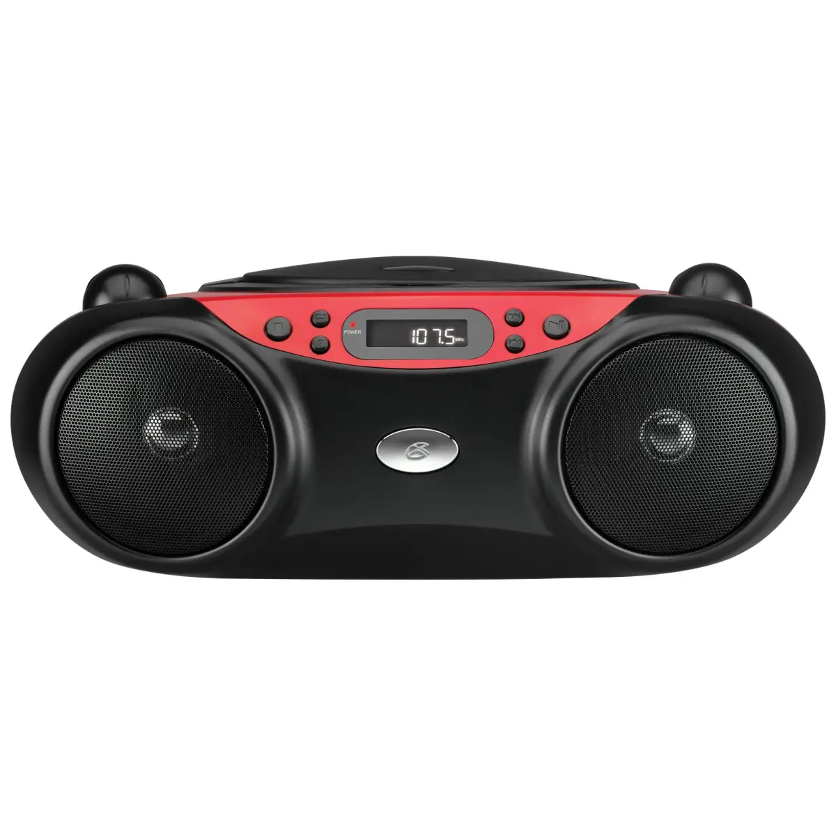 GPX Portable CD Boombox with AM/FM Radio, Stereo Speakers & Headphone Jack, Red/Black | Top-Loading CD Player, AM/FM Radio, Stereo Speakers, AC or Battery Power - main product image