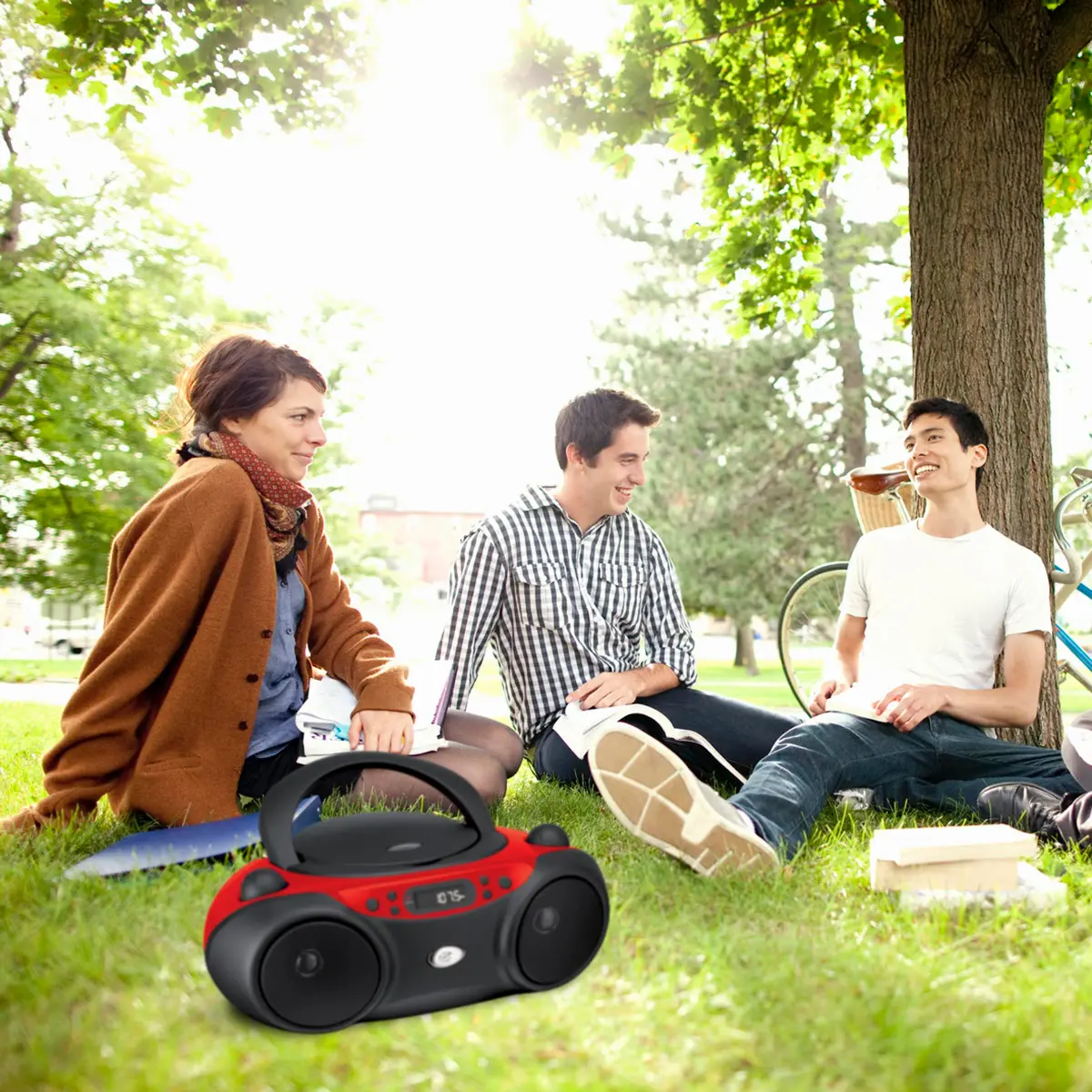 GPX Portable CD Boombox with AM/FM Radio, Stereo Speakers & Headphone Jack, Red/Black | Top-Loading CD Player, AM/FM Radio, Stereo Speakers, AC or Battery Power - view 8