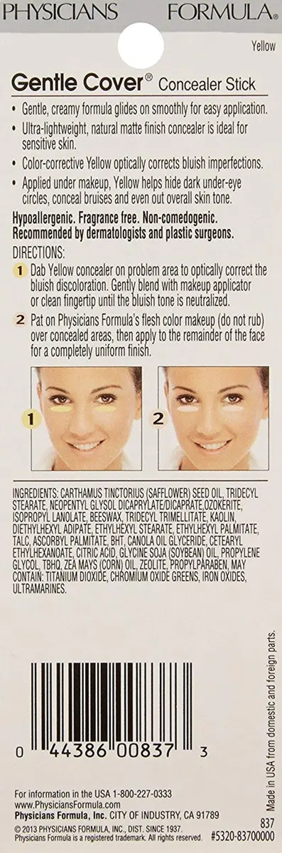 Physicians Formula Gentle Cover Concealer Stick, Yellow for Blemishes & Under-Eye Circles - view 5