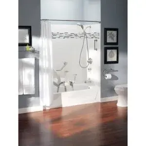 Moen Chrome Bathroom Safety 16-Inch Curved Shower Grab Bar with Shelf | Supports up to 250 lbs - view 2
