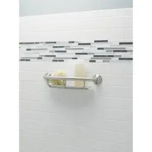 Moen Chrome Bathroom Safety 16-Inch Curved Shower Grab Bar with Shelf | Supports up to 250 lbs - view 4