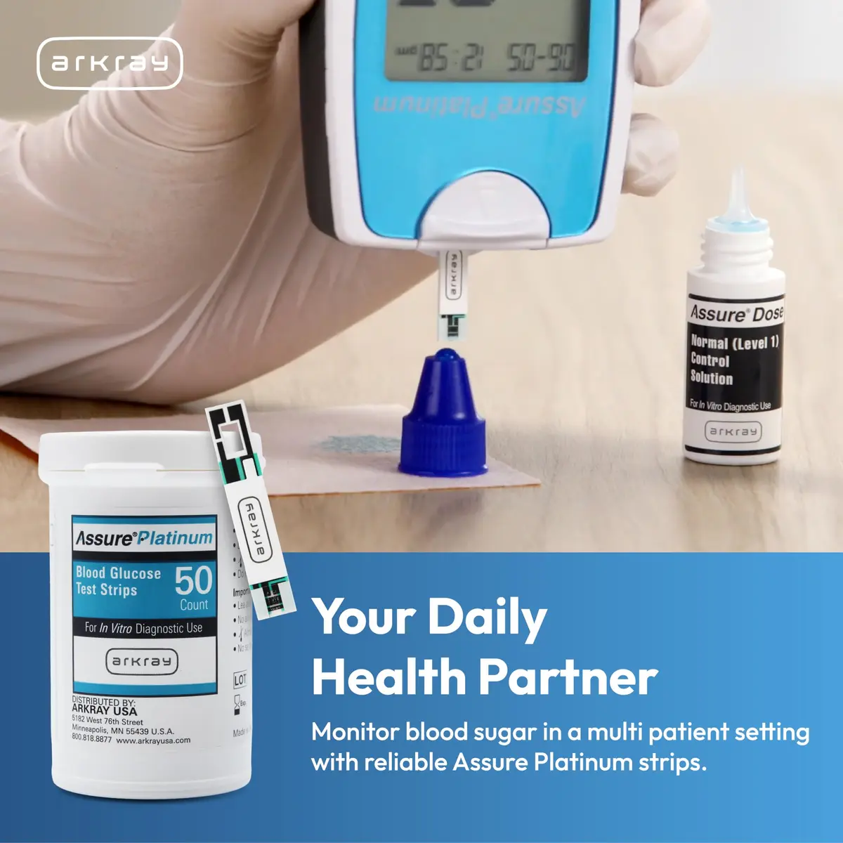 Arkray Assure Platinum Blood Glucose Test Strips 50 Count | No Coding, Fast 7-Second Results, Compatible with Assure Platinum Meter - view 5