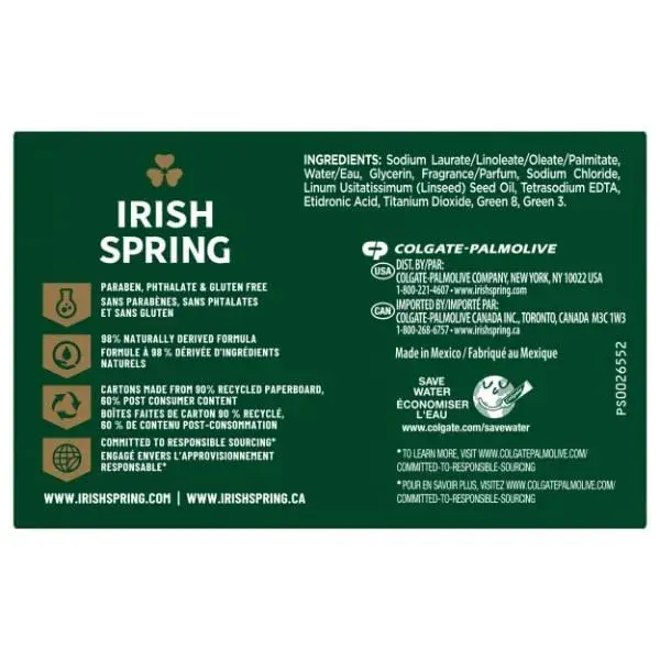 Irish Spring Deodorant Soap Original Bar 3.7 oz (105 g) Pack of 3 | Classic Freshness for Dry Skin - view 2