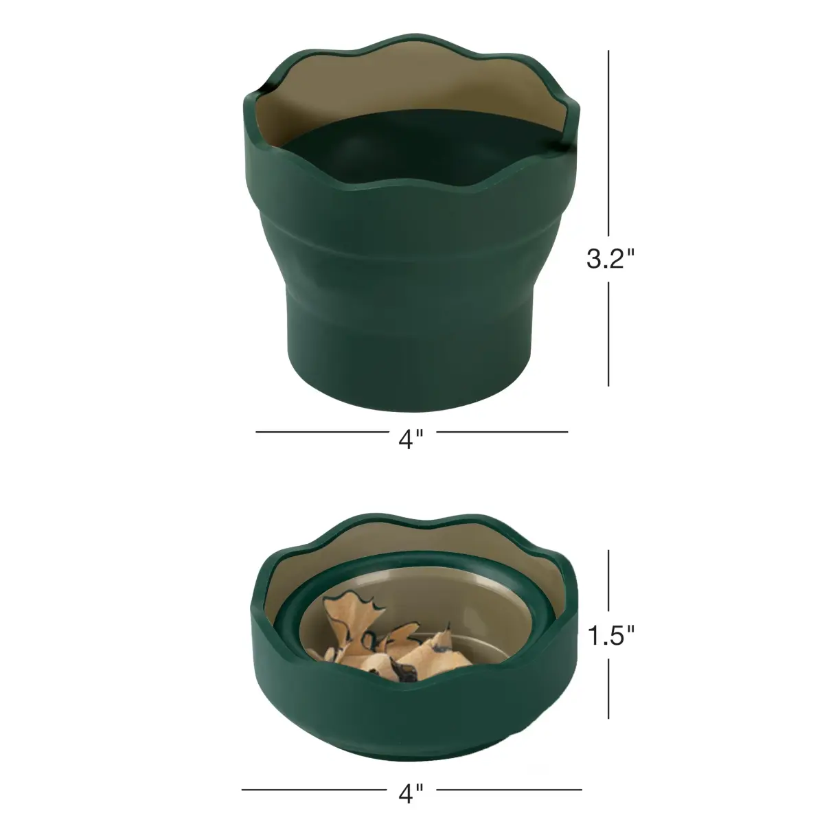 Faber-Castell Clic & Go Collapsible Water Cup | 350ml (12 oz) Dark Green Silicone Brush Rinser with Brush Stand & Palette - view 7