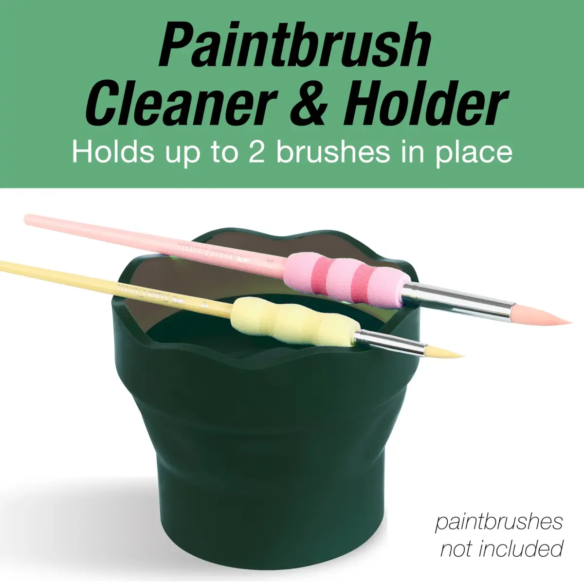 Faber-Castell Clic & Go Collapsible Water Cup | 350ml (12 oz) Dark Green Silicone Brush Rinser with Brush Stand & Palette - view 2